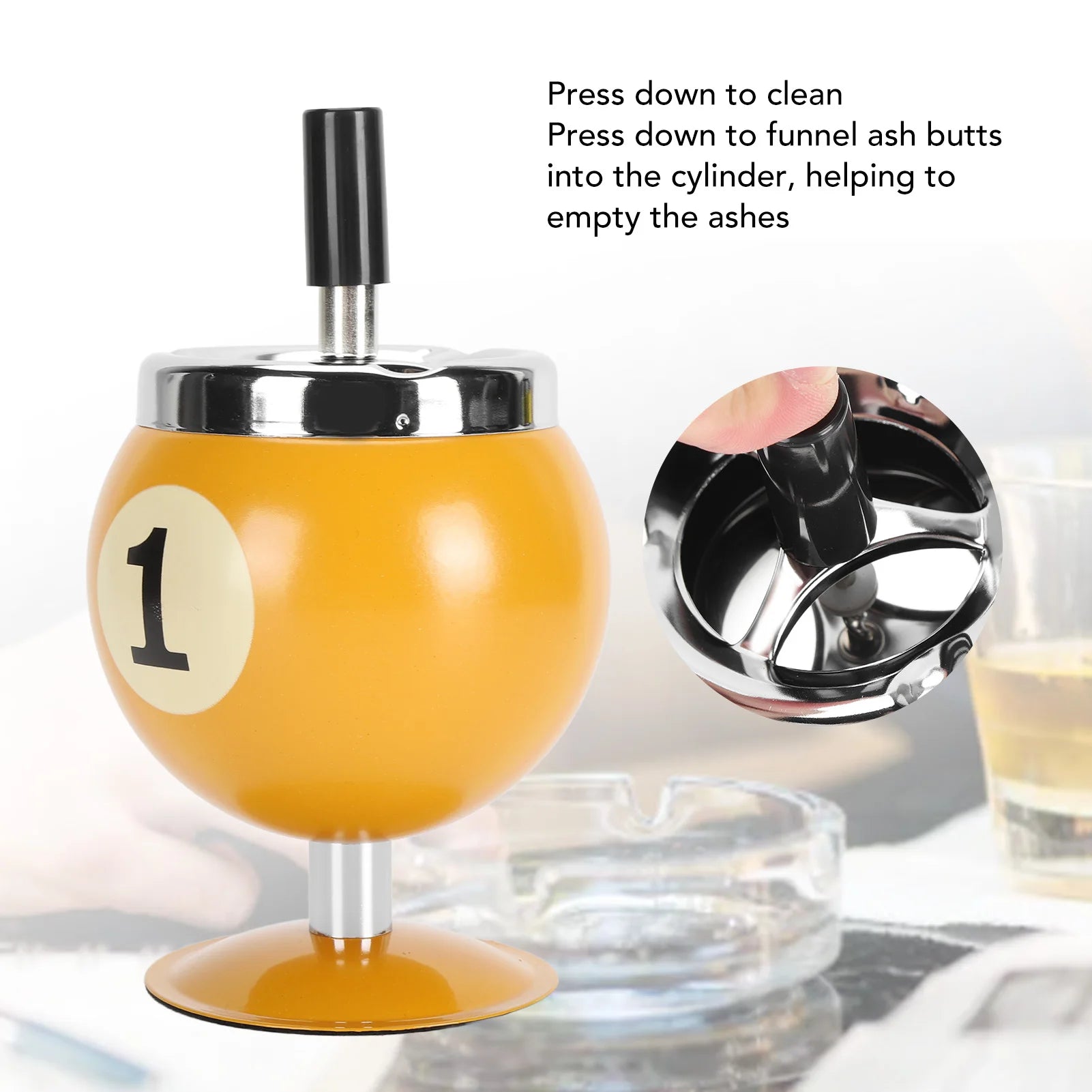 Ashtray Billiard Ashtray with Lid Windproof Automatic Extinguishing Decorative Ashtray for Home Restaurant KTV Bar Cigar Ashtray