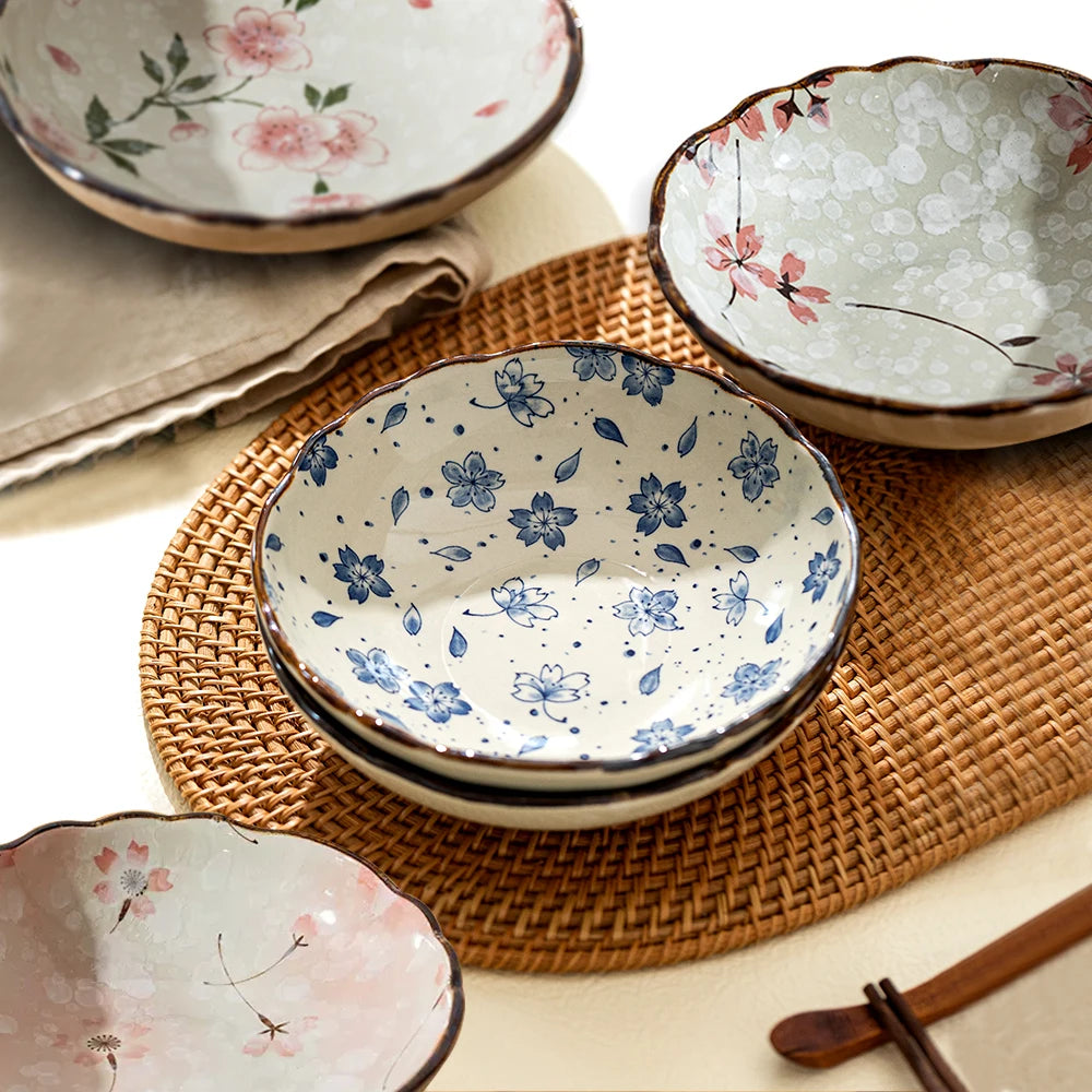 Ceramic Plates, Japanese Ddishes, Home Tableware, Creative Round Dishes, Dinner Plates, High-quality Deep Plates
