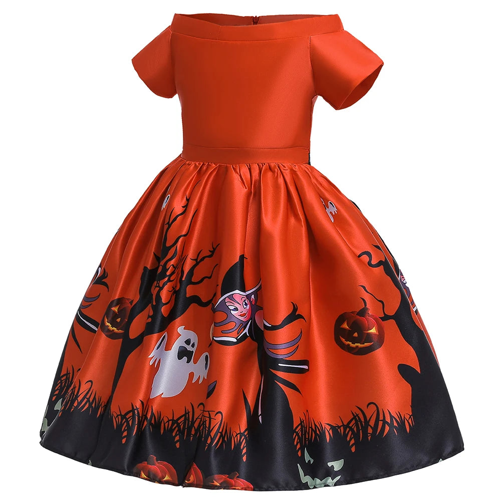 Halloween Bat Gothic Cosplay Girl Costumes Christmas Carnival Kids Pumpkin Birthday Costume for Children Princess Party Dresses