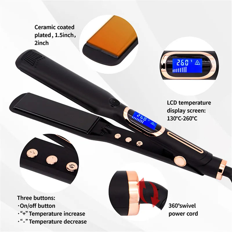 Hair Straightener Curler Professional High Temperature Fast Heating 450℉ / 480℉ Keratin Treatment Hair Flat Iron Dual Voltage