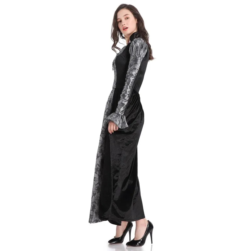 Halloween Day of the Dead Sexy European Medieval Retro Court Gothic Poison Queen Evil Vampire Costume Carnival Party Devil Witch