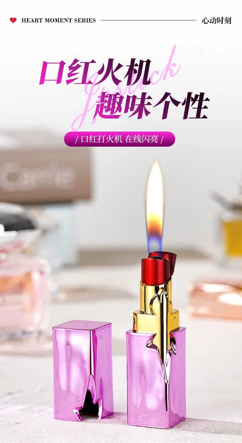 NEW Creative Lipstick Lighter Portable Open Flame Cigarette Lighter Female Student Lighter High-Value Smoker Gifts 2025