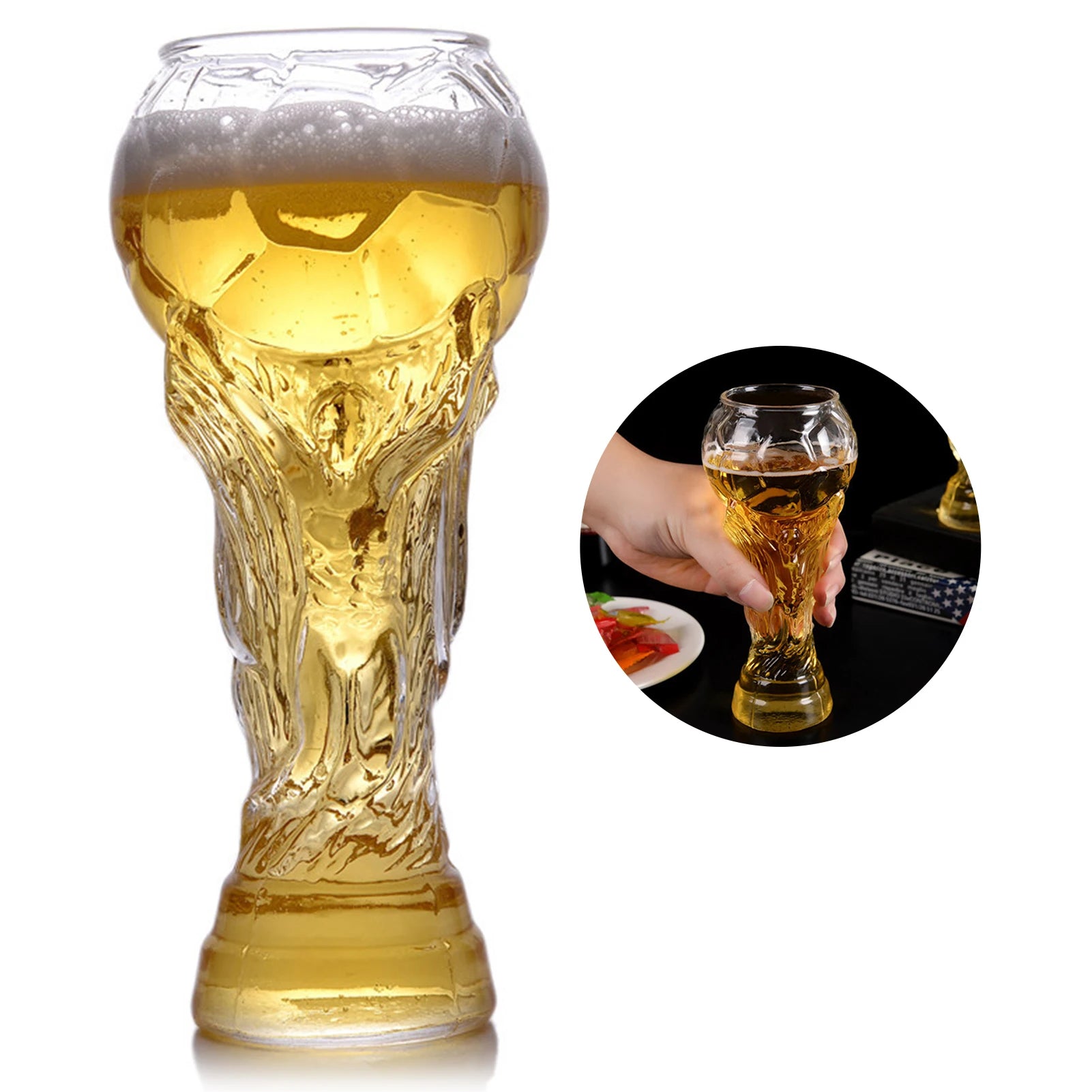 450ml Creative Football Cup Beer Mug Crystal Hercules Large Capacity Glass Wine Cup for Home Bar Beer Cocktails Beverages