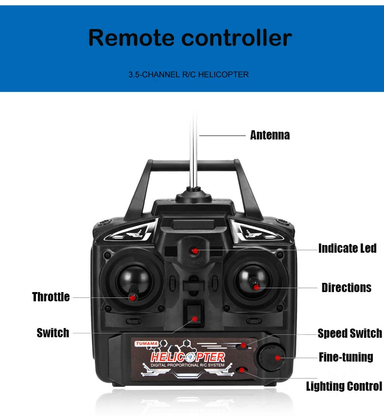 3.5CH Rc Helicopter Extra Large Remote Control Drone Durable Charging Model UAV Outdoor Aircraft Helicoptero Gift Toys for Kids