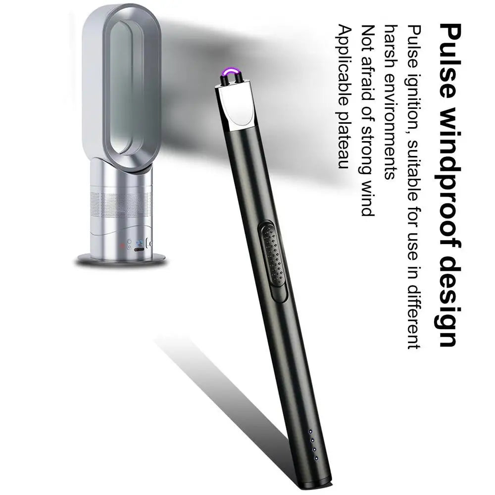 USB Electric Rechargeable Kitchen Lighter Electric Arc BBQ Lighter Windproof Flameless Plasma Ignition Long Gas Lighter