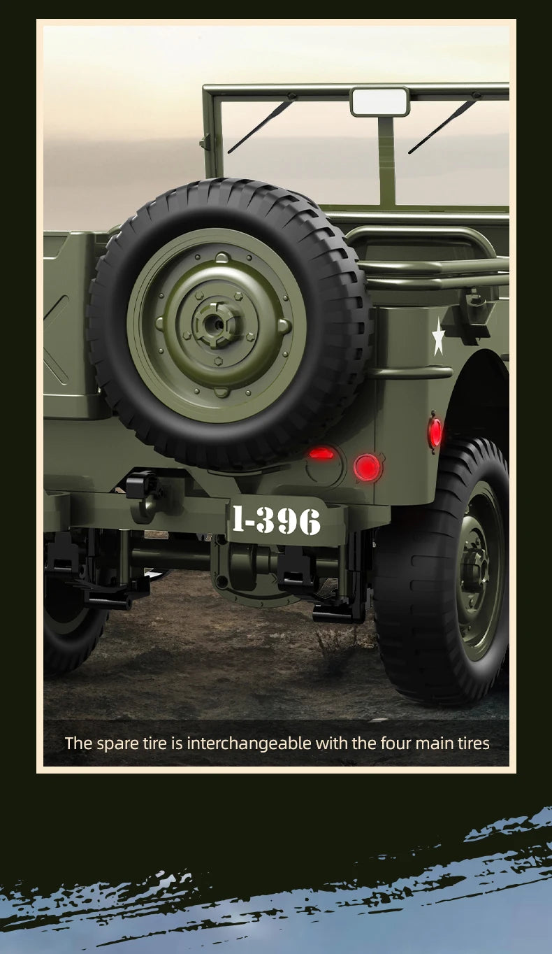 C8815 1/10 WILLYS 2.4G Rc Car 1941 4WD RTR Crawler Climbing Scale Military Truck Offroad Vehicle Adult Toys Gift For Kids