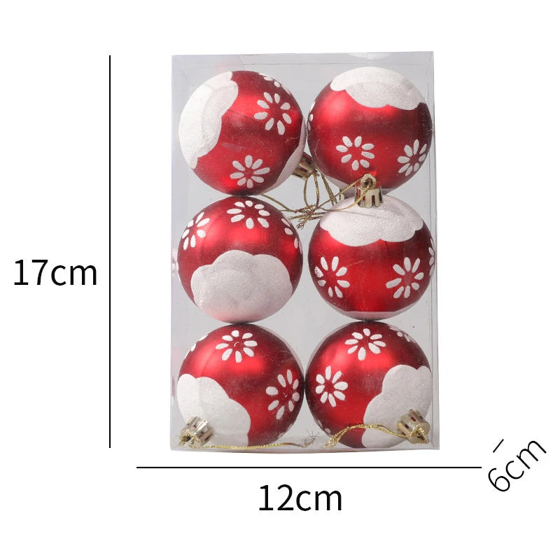 6PCS Xmas Decor Christmas Ball Ornaments Christmas Pendants Hanging Ball for Xmas Trees Wedding Party Holiday