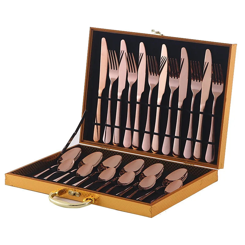 Stainl Steel Western Dining Utensils Set 24-Piece Set Steak Knife Fork Spoon Dinnerware Set Korean Sle Children's Cutler...