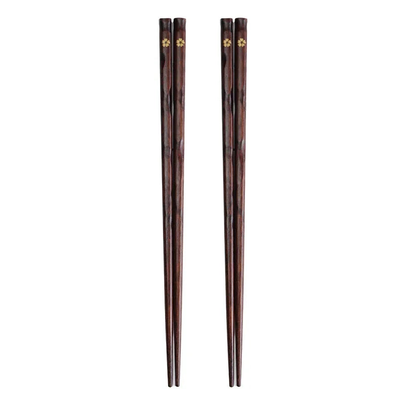 Japanese Cherry Blossom Chopsticks Natural Solid Wood High-end Reusable Tableware Anti Slip Chopsticks for Household Use