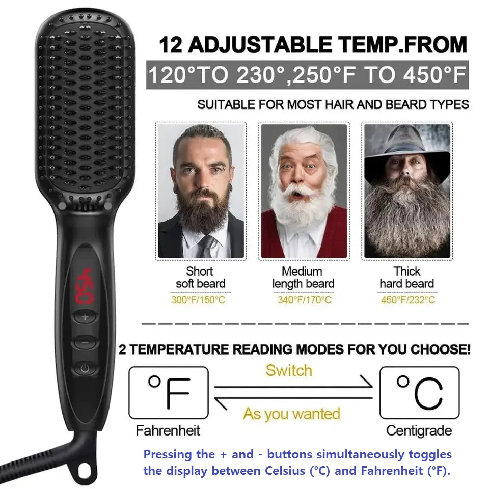 Hair Straightener Brush Comb Electric Hair Brushes Hot Comb Straightener For Hair Anti-scalding Ceramic Beard Straightener Brush