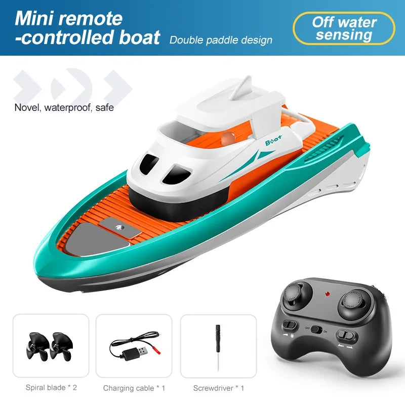 2.4G Electric Racing Boat Waterproof Model Ship Mini LED Light High Speed Remote Control Child Outdoor Toys for Boys Kids Gifts