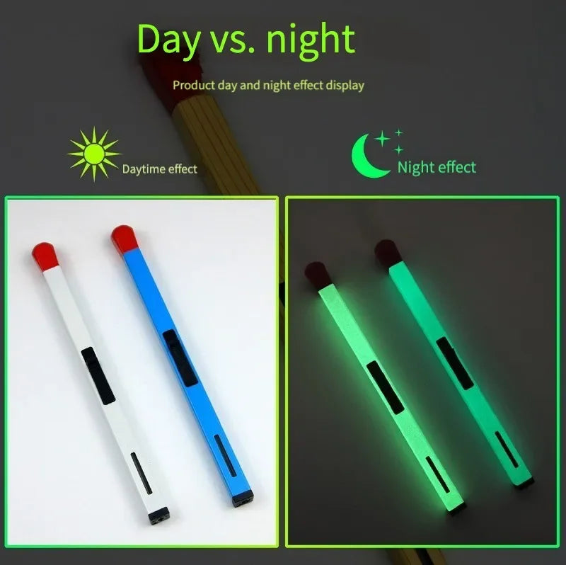 Creative Matchstick Shaped Lighter Refillable Practical Long Matchstick Lighter Adjustable Metal Lighter for Fireplaces Camping