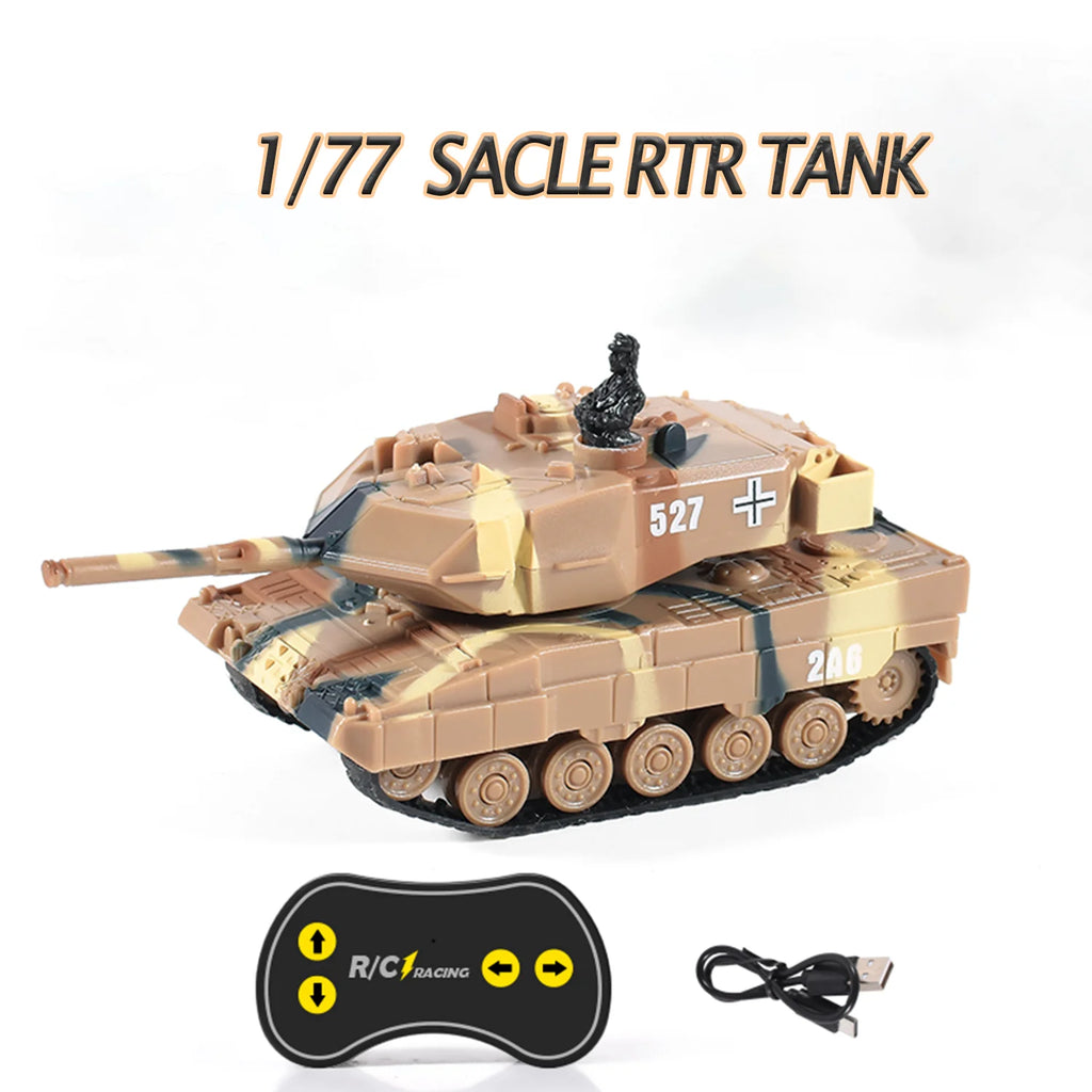 In Stock 1/77 RTR RC Mini Tank German Panther Battle Tank 360°Rotation LED Light 2.4G Remote Control Model Toy for Children Gift
