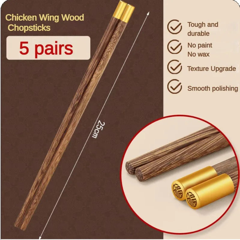 Chinese Chopsticks Set Premium Chicken Wing Wood Lacquerless Waxless Mildew Resistant Restaurant Commercial Wooden Chopsticks