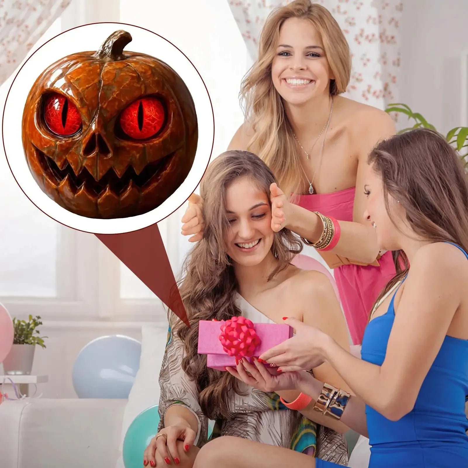 Halloween  Red-Eyed Pumpkin Figurines Desk Ornament Horror Figurines For  Dining Table Showcase Bookshelf Desktop Party gift