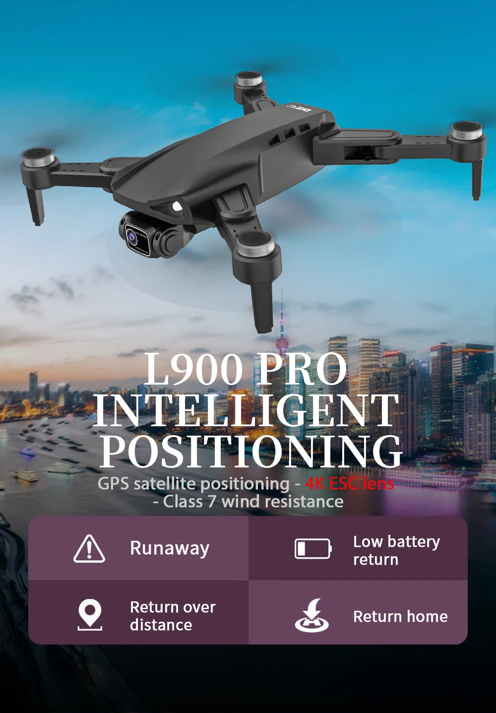 LYZRC L900 PRO SE Drone 4K Professional HD Dual Camera GPS Dron 5G WIFI FPV Foldable Quadcopter Brushless Motor RC Helicopter
