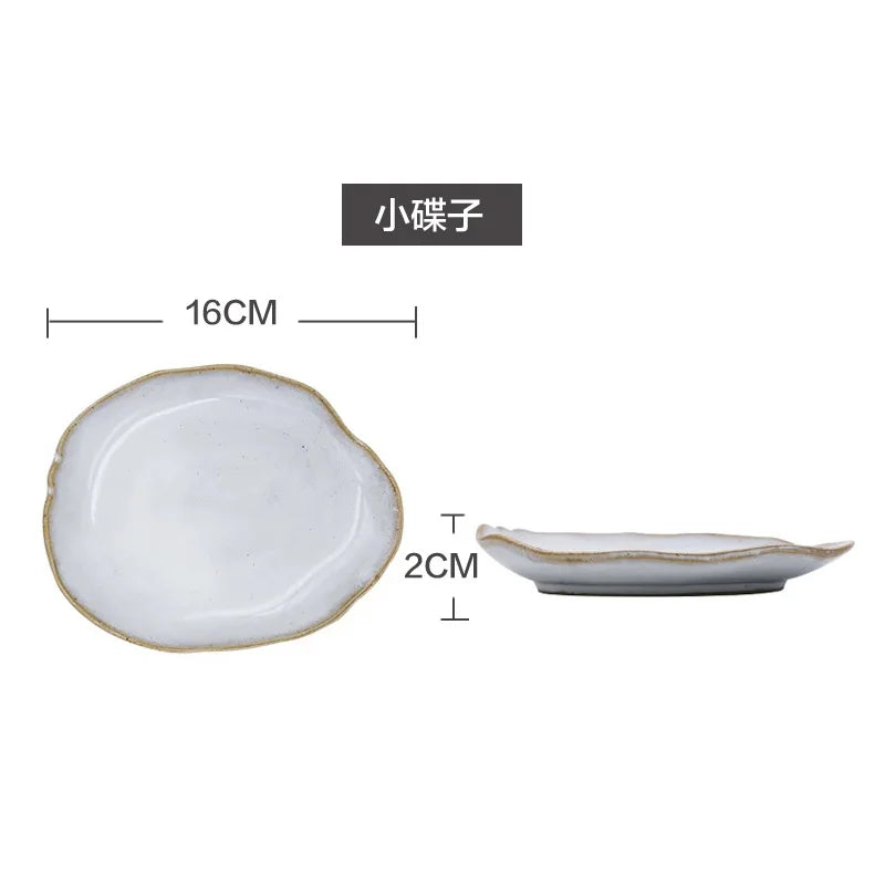 Dinner Plate Set - Rice, Soup, Noodle & Sushi Bowls with Sauce Dishes and Western Steak Plates for Versatile Dining