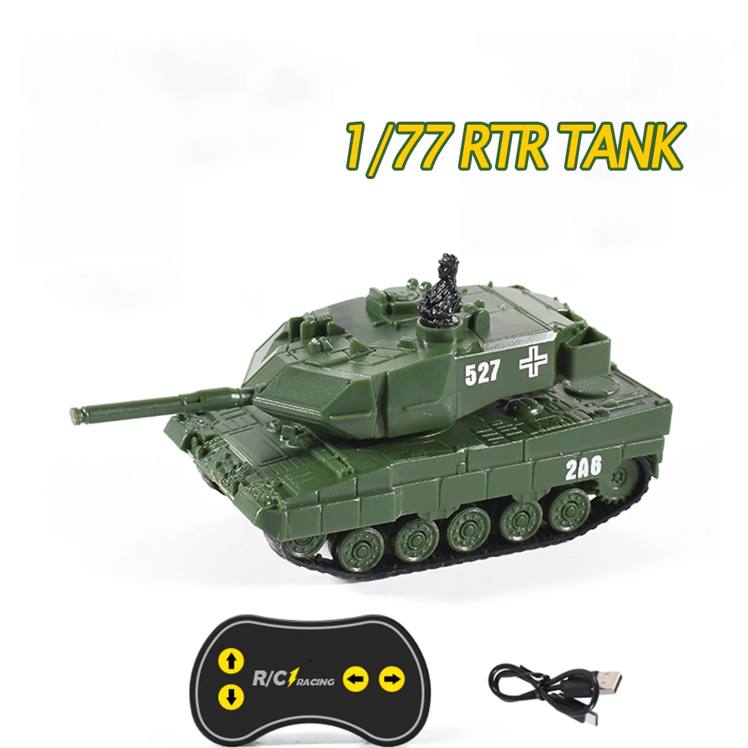 In Stock 1/77 RTR RC Mini Tank German Panther Battle Tank 360°Rotation LED Light 2.4G Remote Control Model Toy for Children Gift