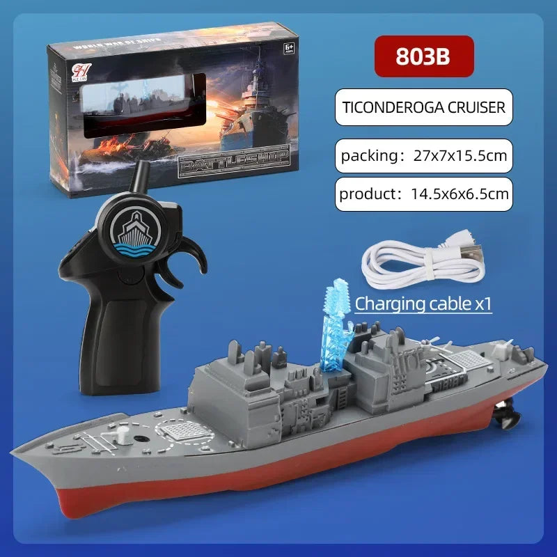 Mini Boat Remote Control Warship 2.4ghz Double Propeller Radio-control Aircraft Carrier Simulated Model Toys Kids Gift