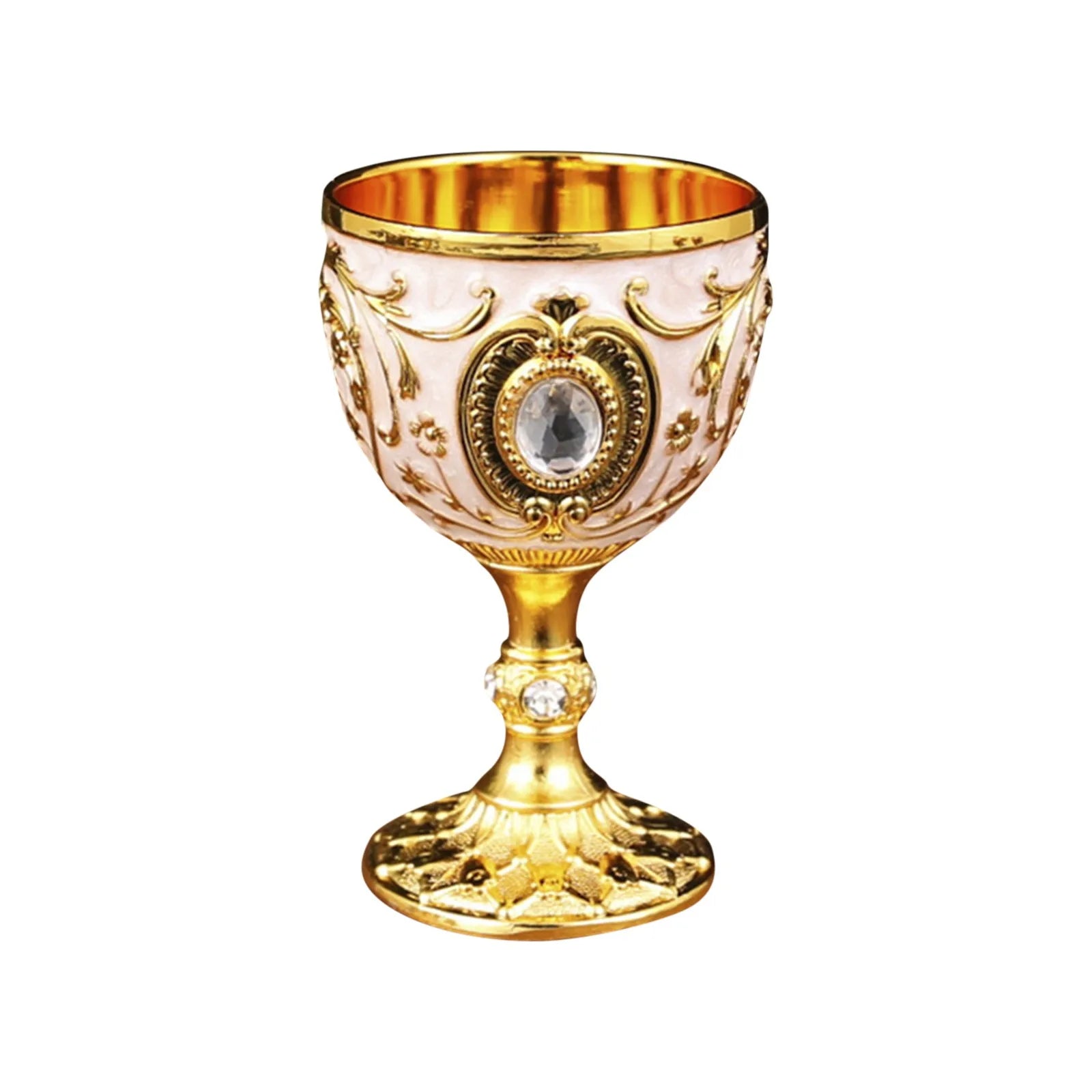 Delicate Drink Cup Retro Metal Diamond-encrusted Wine Glass European Style  Whiskey Glass Anti-break Chalice Gift