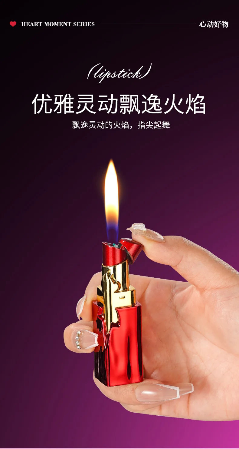 NEW Creative Lipstick Lighter Portable Open Flame Cigarette Lighter Female Student Lighter High-Value Smoker Gifts 2025