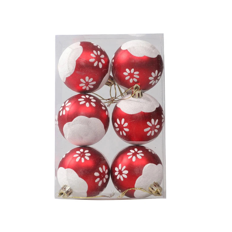6PCS Xmas Decor Christmas Ball Ornaments Christmas Pendants Hanging Ball for Xmas Trees Wedding Party Holiday