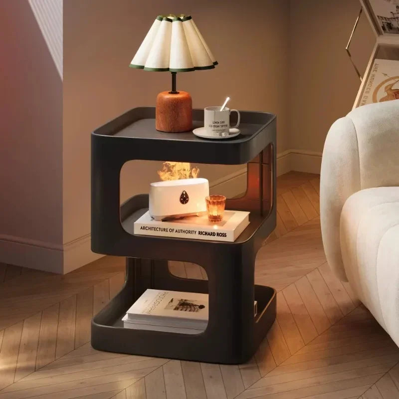 Simple Modern Bedside Side Table Space-Saving Multi-Functional Home Storage Rack Light Luxury Wrought Iron Stable Coffee Table