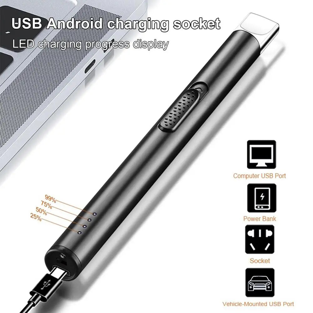 USB Electric Rechargeable Kitchen Lighter Electric Arc BBQ Lighter Windproof Flameless Plasma Ignition Long Gas Lighter