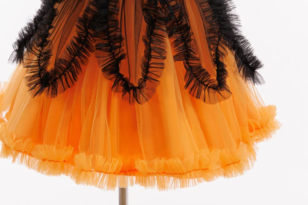 Halloween costume girl cosplay performance kids dress orange dress+pumpkin full set of special occasion costumes