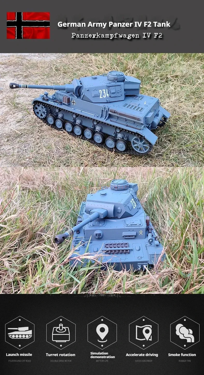 Henglong 3859 German IV F2 Electric Remote Control Tank Plays The Bullet And The Barrel Smokes The Military Model Toy.