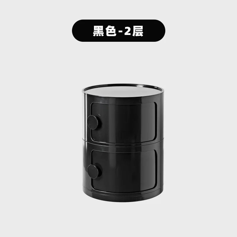 Household Nordic Bedside Table with Handle Portable Creative Round Storage Cabinet Bedroom Multi-Layer Modern Simple Plastic Sid