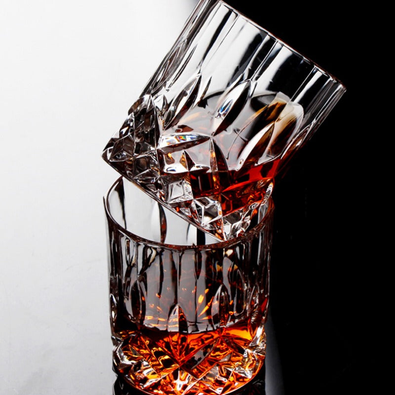 6pcs/4pcs/2pcs/1pcs Whiskey Cup Crystal Glass 230ml Wine Cup Transparent Drinkware for Bar/Home Spirit Cups Embossed Water Cup