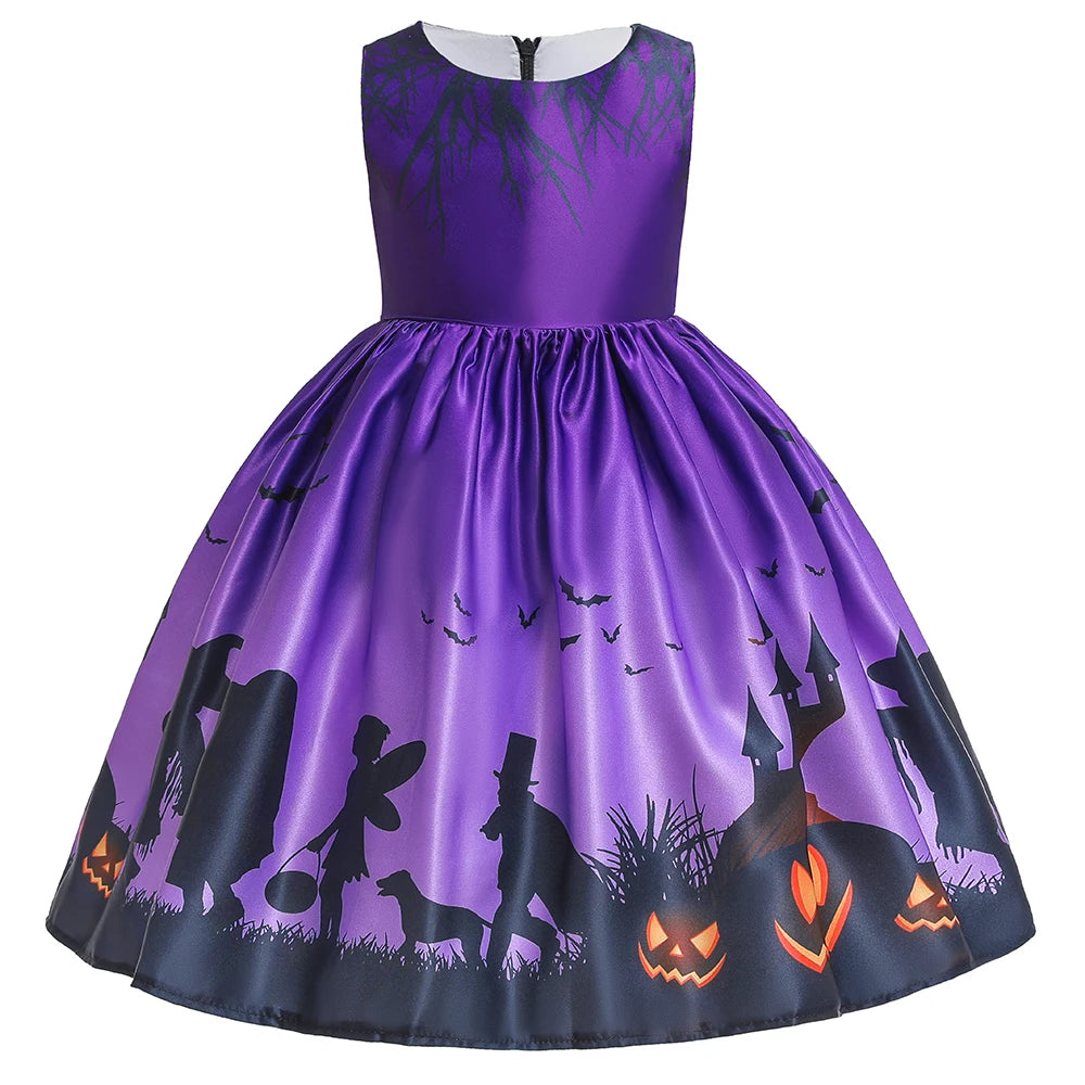Halloween Bat Gothic Cosplay Girl Costumes Christmas Carnival Kids Pumpkin Birthday Costume for Children Princess Party Dresses
