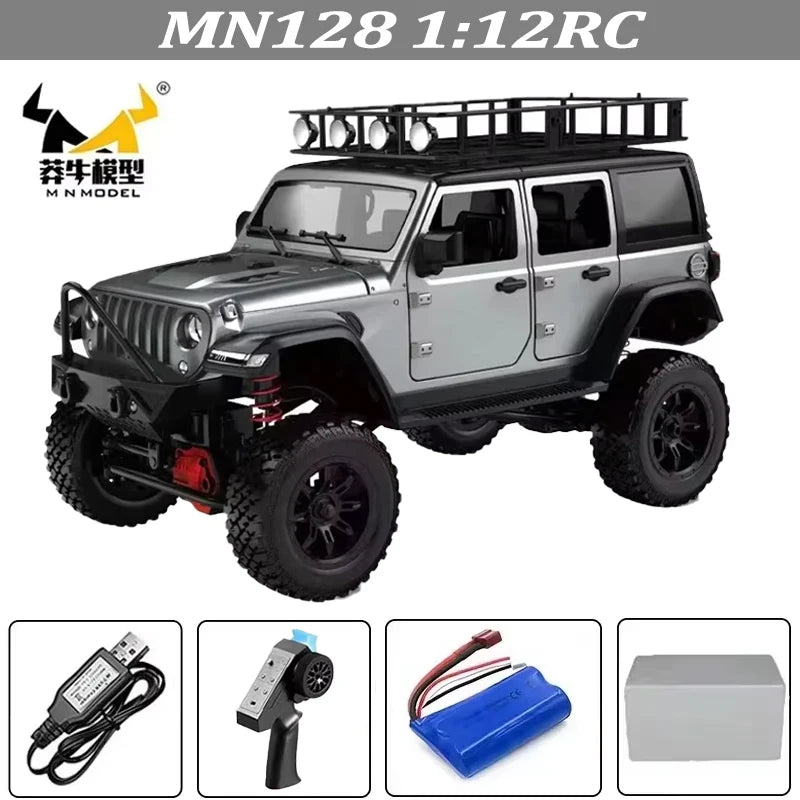 MN128 1/12 RC Car 4WD Jeep Model 2.4G Remote Control LED Light 4X4 Off Road 4WD Climbing RC Truck Electric Toy Car Gift for Boy