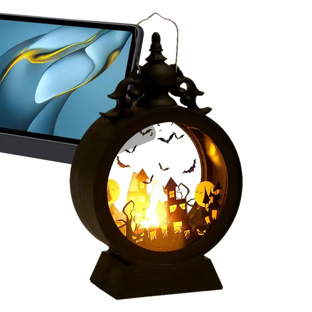 Halloween Lantern Halloween Decor Retro Decor Battery Lantern Flameless LED Candle Lantern Halloween Vintage Lantern ﻿