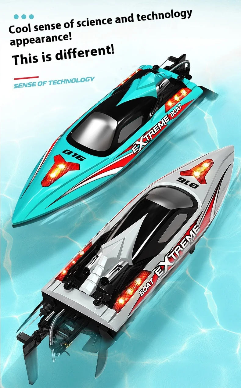 Hxjrc HJ816 High-Speed RC Boat 2.4G 55km/h Brushless Motor LED Light Speedboat Waterproof Electric Racing Model Toy
