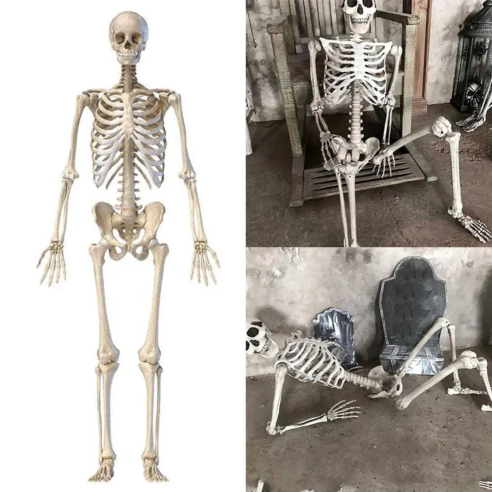 Halloween Human Skeleton Haunted House Hanging Props Home Evil Party Decoration Horror Scary Movable Big Skull Decorations