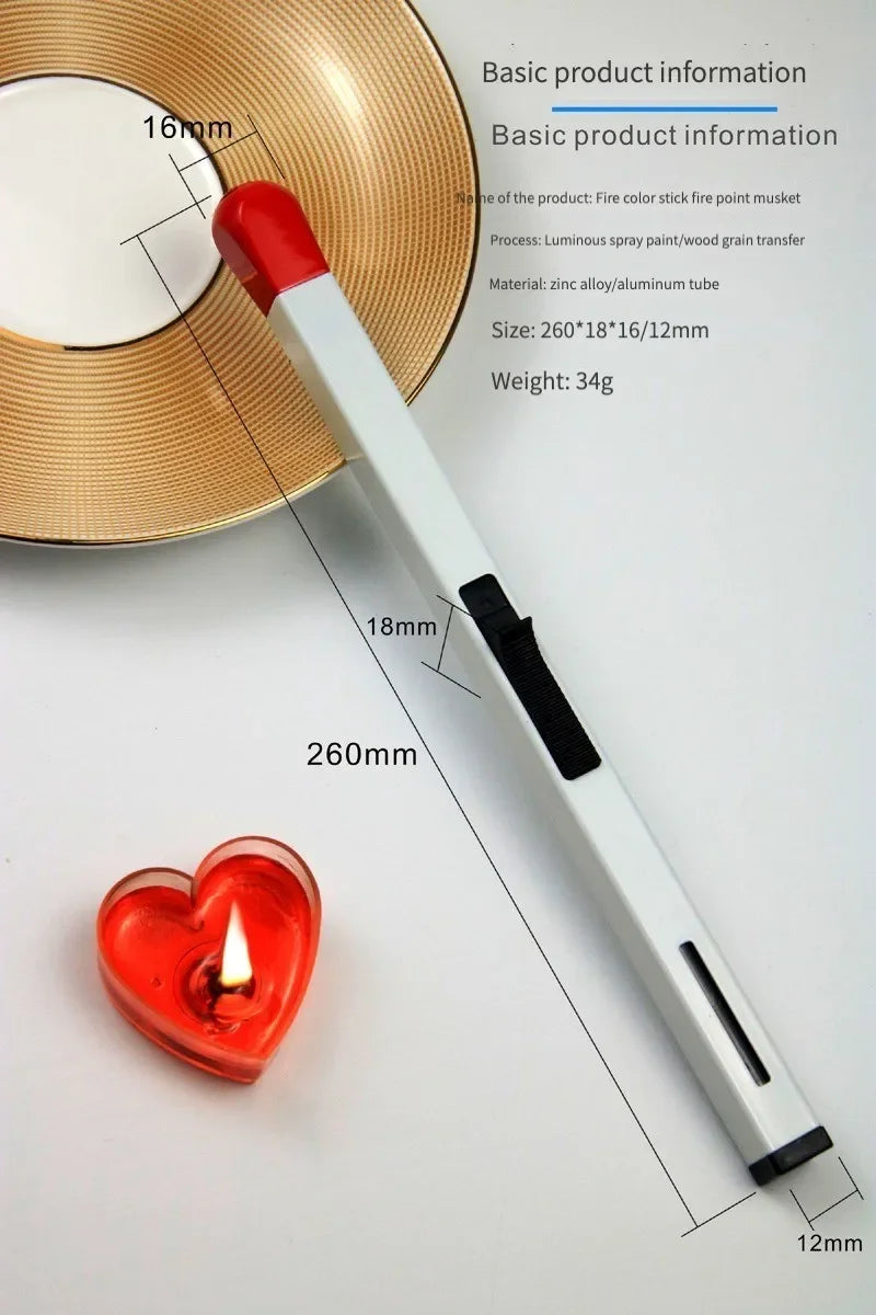Creative Matchstick Shaped Lighter Refillable Practical Long Matchstick Lighter Adjustable Metal Lighter for Fireplaces Camping