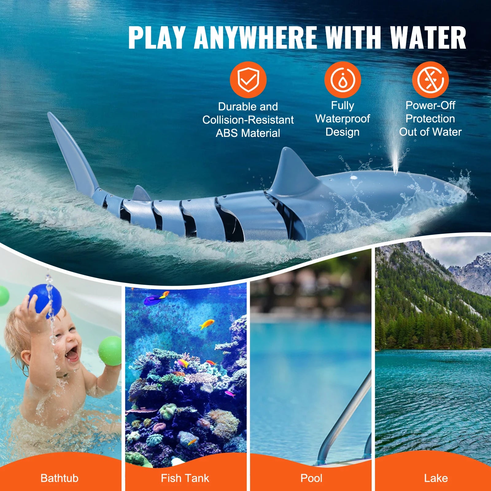 SucceBuy Intelligent RC Shark Whale Water Spray Toy Remote Control Ship Submarine Robot Fish Electrical Fish Toys for Children
