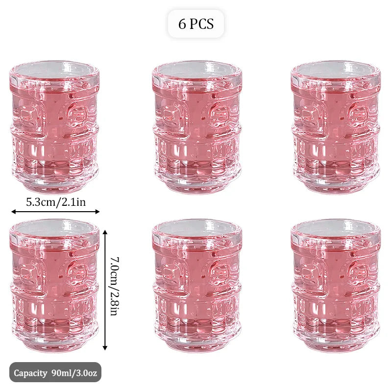 Creative Mini Tiki Glass Cup Shot Glasses Stacking Cups Cocktail Glass Tiki Cup Set With 6 Holes Tray Tiki Bar Accessories