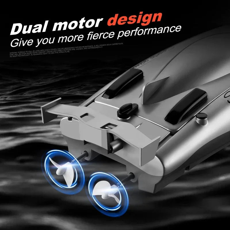 2.4G RC Boats 25KM/H High Speed Racing Boat 2 Channels Dual Motor Remote Control Boats for Kids Adult Racing Boat