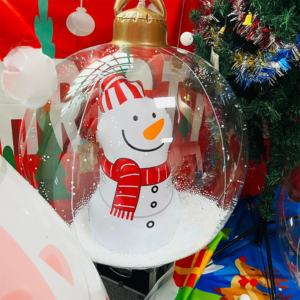 24 Inch Inflatable Christmas Balls New Years Christmas Ornaments with Lights PVC Giant Inflatable Christmas Balls Holiday Decor