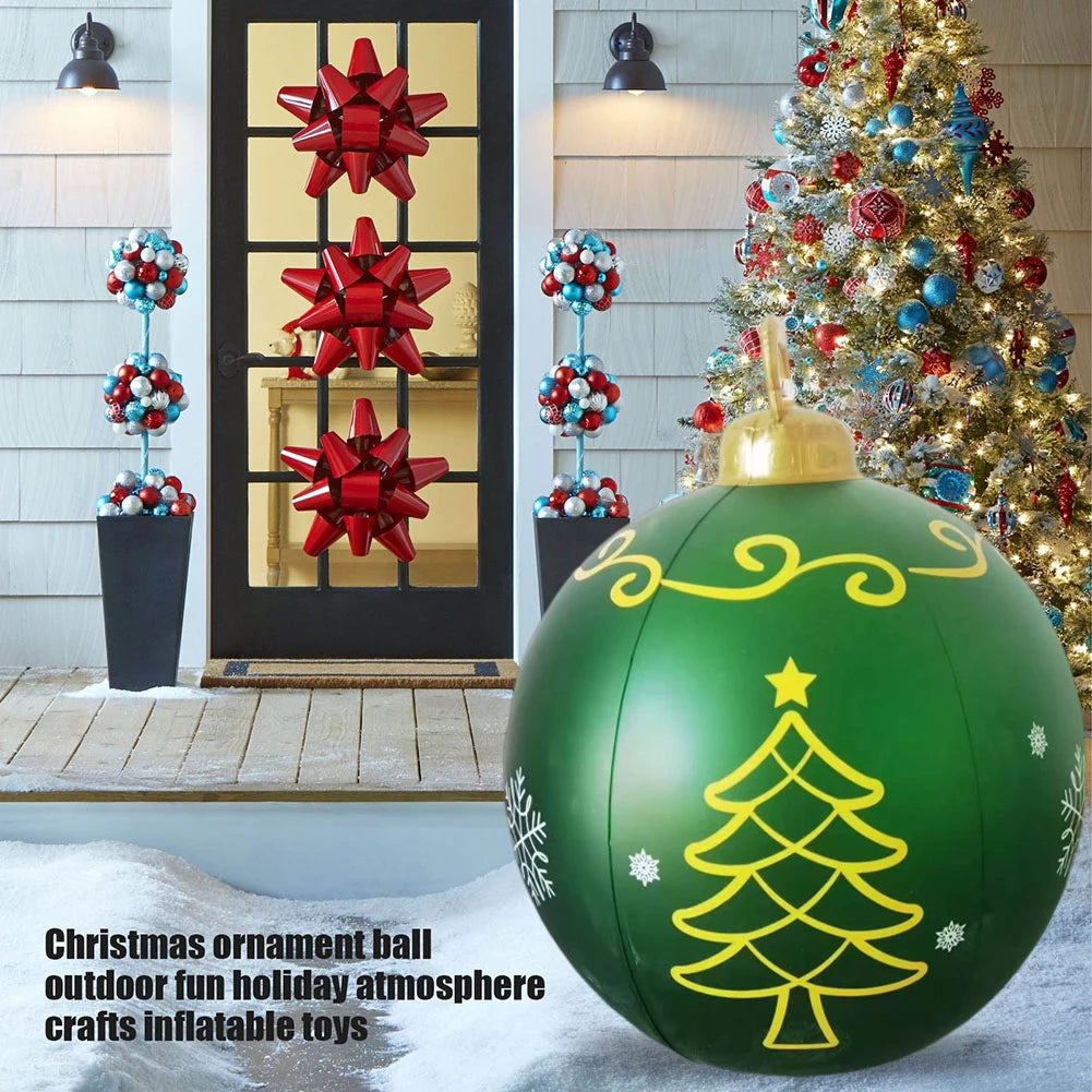 24 Inch Inflatable Christmas Balls New Years Christmas Ornaments with Lights PVC Giant Inflatable Christmas Balls Holiday Decor