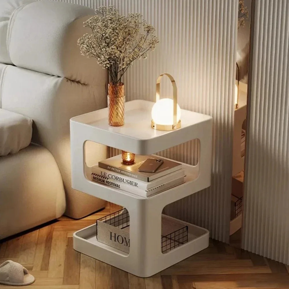 Simple Modern Bedside Side Table Space-Saving Multi-Functional Home Storage Rack Light Luxury Wrought Iron Stable Coffee Table