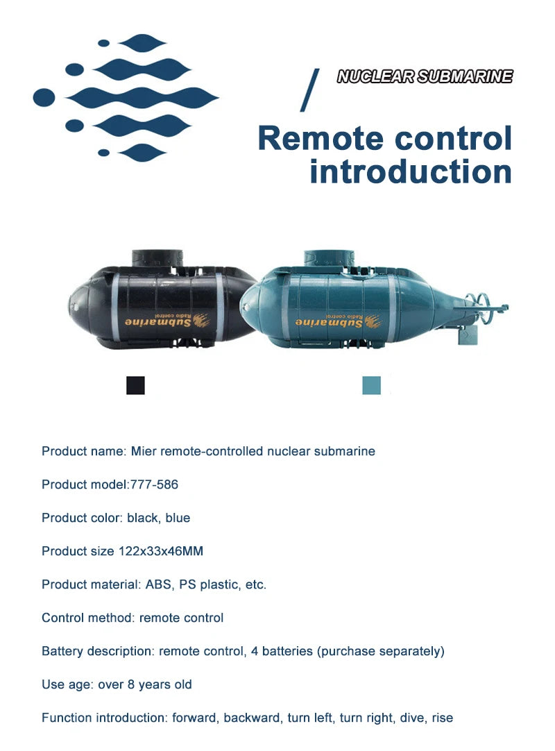 Electric Submarine Boat Underwater Diving Model Mini Playing Wireless Remote Control Model Boat Racing Toy Boys Christmas  Gifts