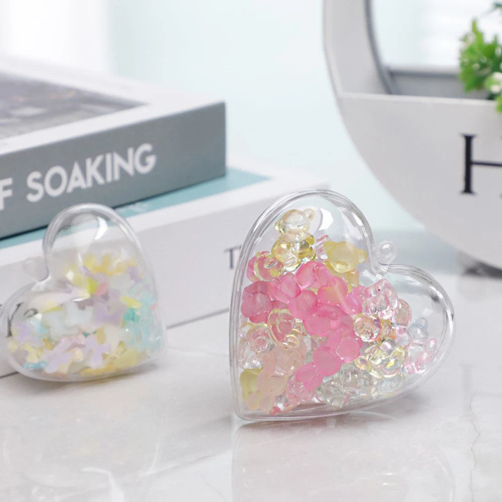 10pcs Clear Plastic Heart Ornaments Balls, Christmas Ornament Fillable Balls for DIY Crafts, Christmas Tree Decorations