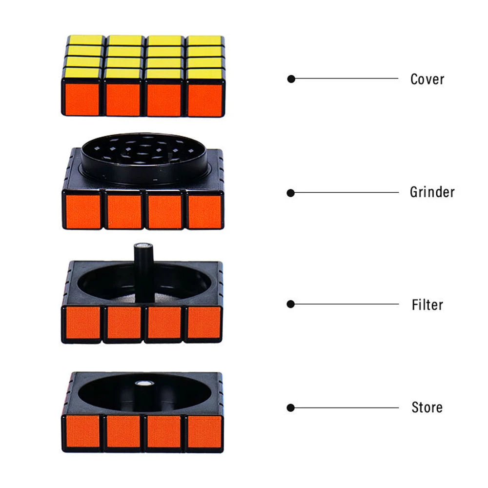 60MM Magnet Magic Cube Four Layers Grinder Metal Grinder Cigarette Tobacco Herb Grinder Shredder Spice Crusher