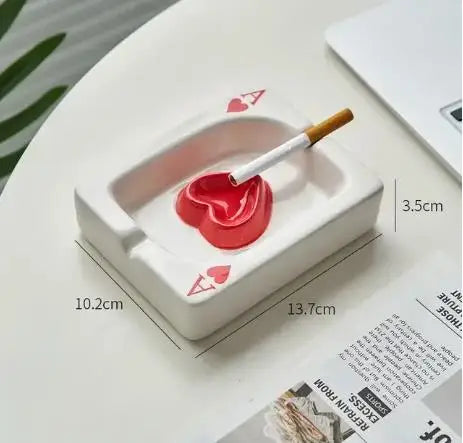Creative Playing Card Ashtray Home Decor Modern Style Living Room Table Ornaments Simple Smoking Accessories Decorative Ash Tray