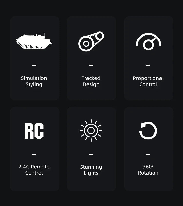 JHD Car For JJRC C8812 2.4G Full Scale Tracked Tank RC Car Model 360 Degree Rotation Drift Remote Control Off-Road Vehicle