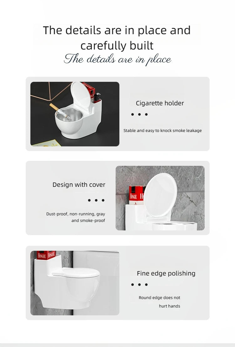 Ashtray, New Chinese Ashtray Creative Gift, Toilet Wall-mounted Ashtray With Lid, High Value, Anti-fly Ash Cute